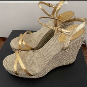 Gucci, gold wedge espadrilles